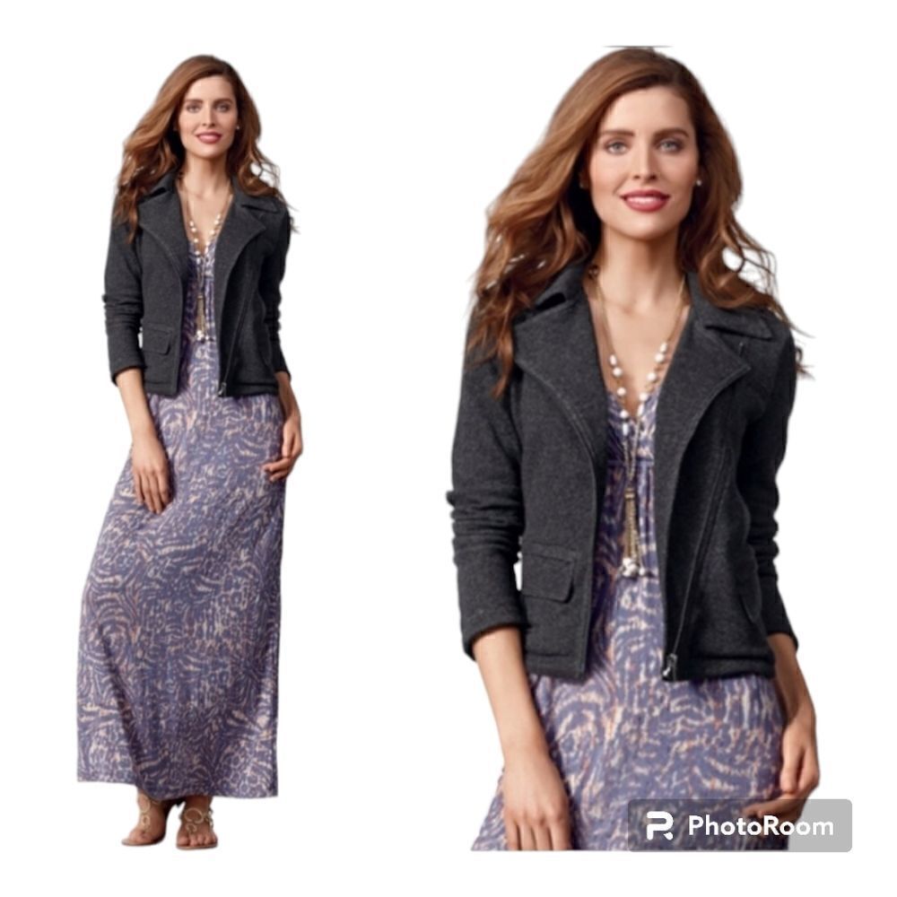 Cabi Indie Asymmetrical Moto Jacket Charcoal Gray XS